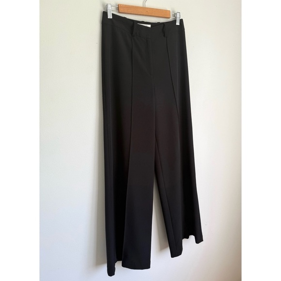 Milly • Hayden Pintuck Wide Leg Black Trouser Pants in Black - Picture 5 of 8